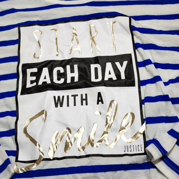 Justice Blue and White Striped Shirt - Picture 4 of 6